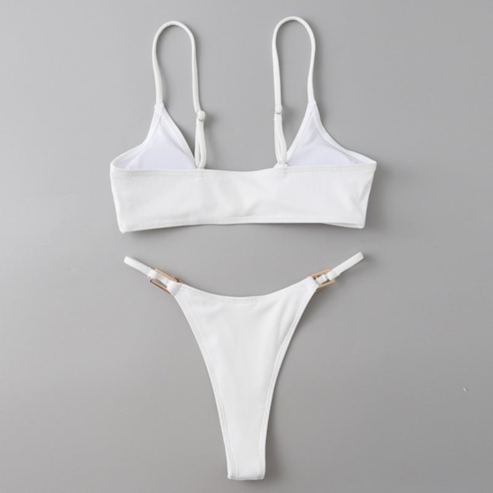 White Ribbed Two-Piece Bikini - Picture 2 of 2